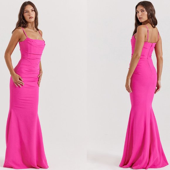 HOUSE OF CB 'Milena' Hot Pink Corset Maxi Dress NWOT - Picture 3 of 10